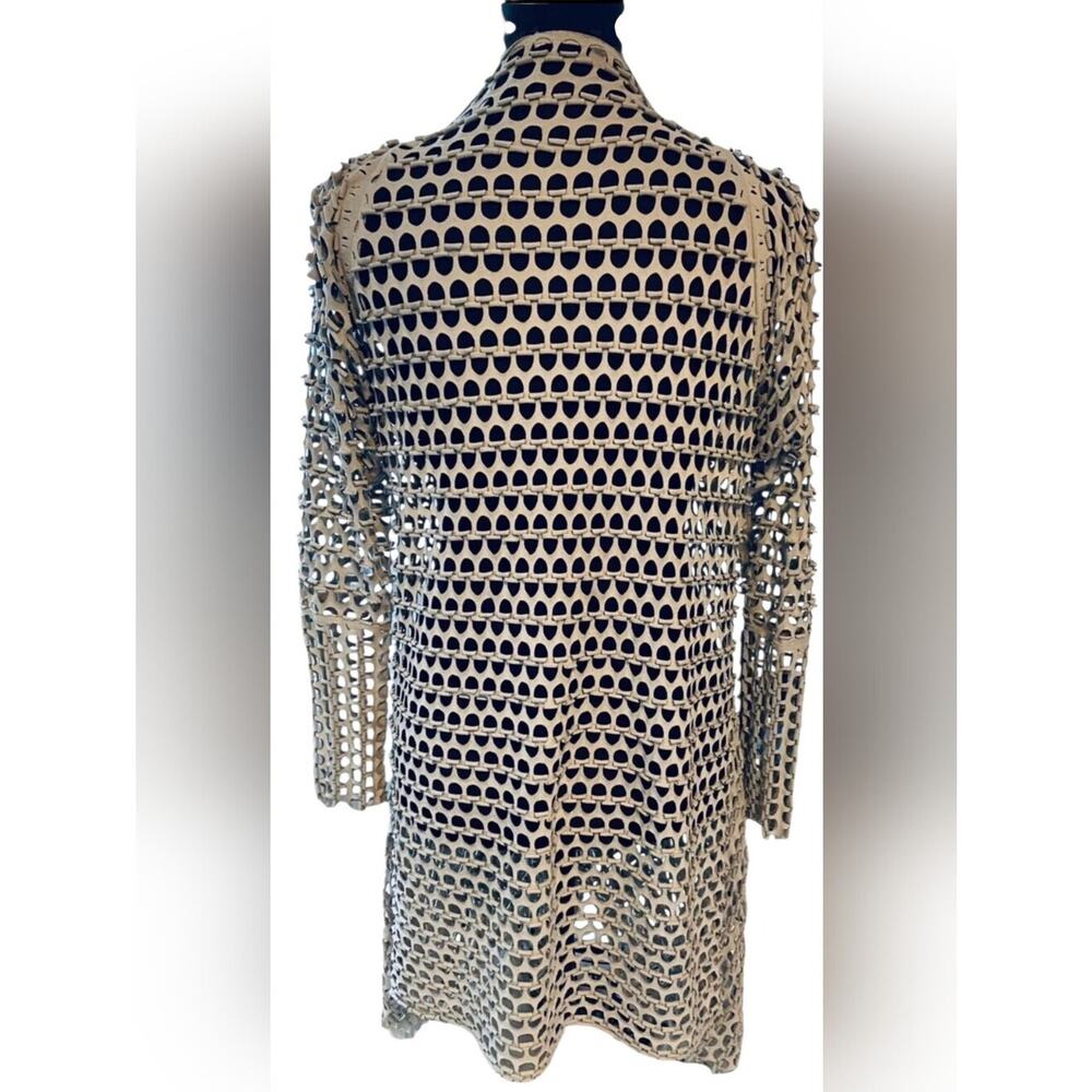 Linea Domani Gray Microfiber Lazer Cut Draped Cardigan Sweater L/XL - Picture 3 of 7